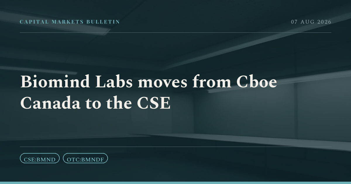 Biomind Labs moves from Cboe Canada to the CSE
