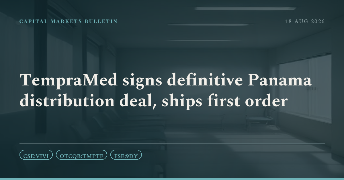 TempraMed signs definitive Panama distribution deal, ships first order